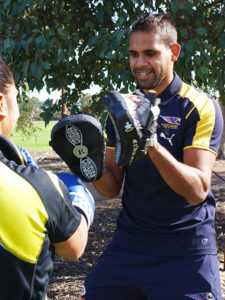 West Coast Eagles Lewis Jetta Boxing at Wirrpanda Foundation Fit 4 Work