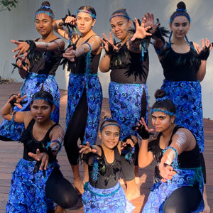 group of teenage girls in aboriginal cultural dress